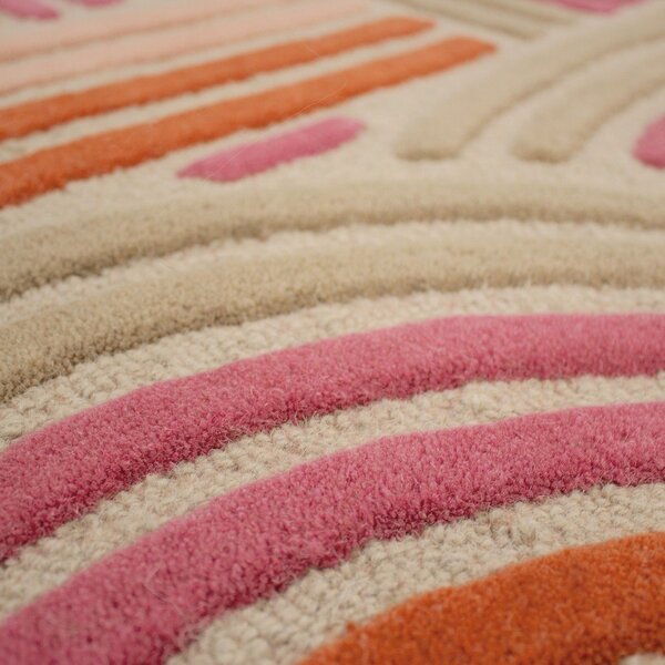 Covor roz țesut manual din lână 140x200 cm Spiral Shaped – Flair Rugs