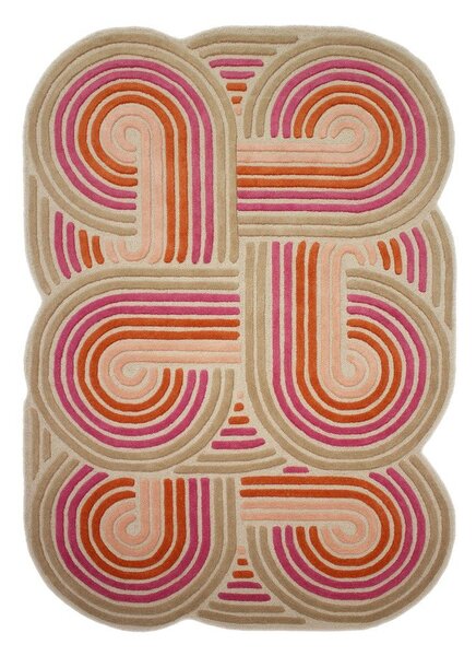 Covor roz țesut manual din lână 140x200 cm Spiral Shaped – Flair Rugs