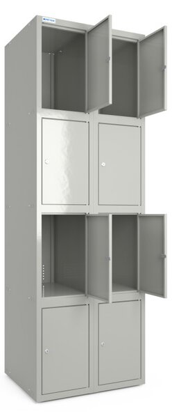 Dulap metalic dublu tip vestiar 1800x600x500mm 2 sectiuni 8 usi Gri