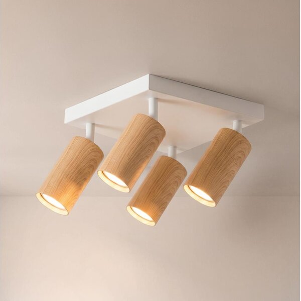 Brilagi - Spot SELE SQUARE 4xGU10/30W/230V alb/decor stejar