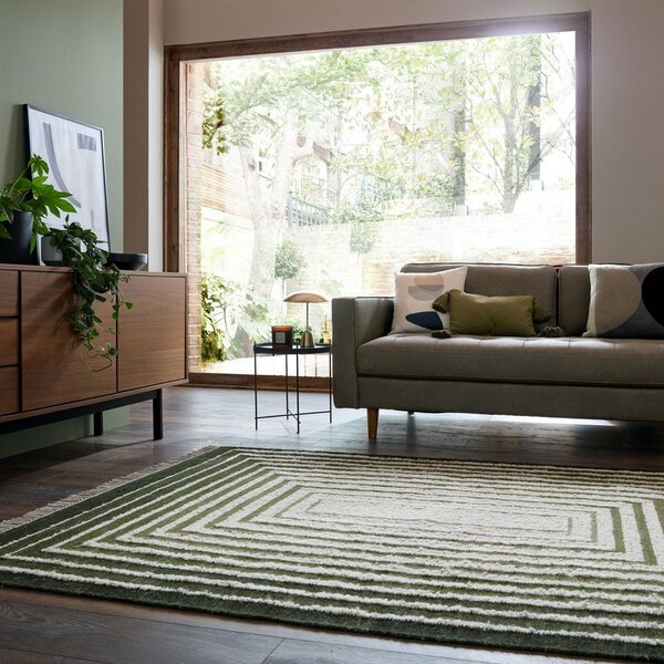 Covor verde țesut manual din amestesc de lână 140x200 cm Boucle Frame – Flair Rugs