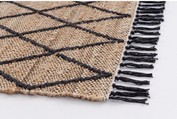 Covor negru/în culoare naturală țesut manual din iută 60x90 cm Shaila – Yes Everyday