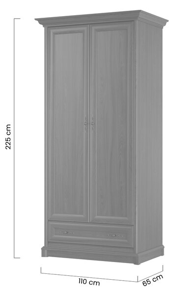Dulap Sonata 110 cm cu două uși și cu sertar - castan nobil