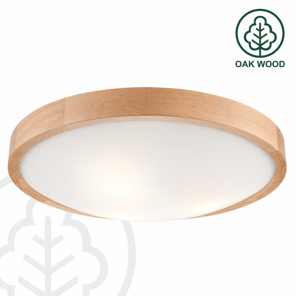 Brilagi-LED RGBW Plafonieră dimabilă CARVALHO SLIM 3xE27/9W/230V Wi-Fi stejar, diametru 47 cm