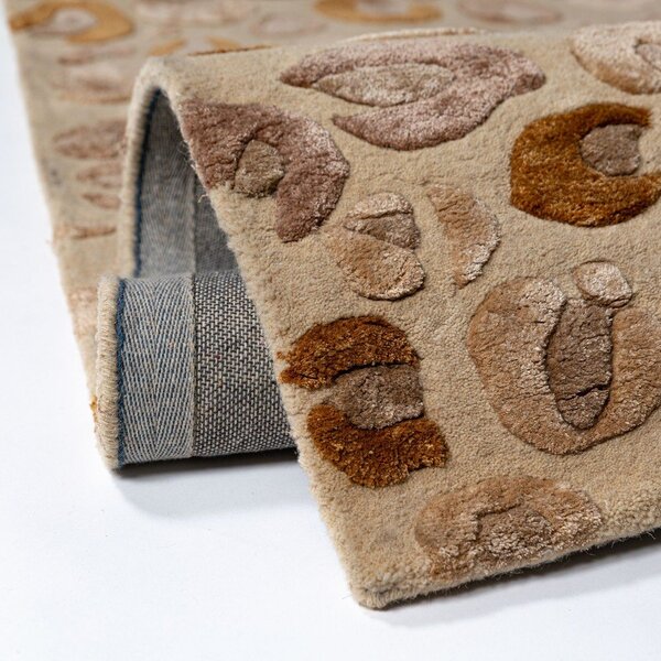 Covor în culoare naturală țesut manual din amestesc de lână 140x200 cm Leopard Frame – Flair Rugs