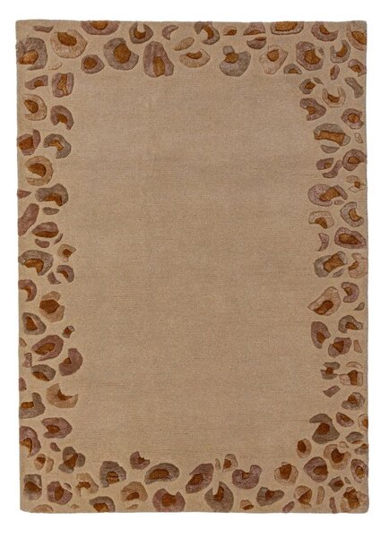 Covor în culoare naturală țesut manual din amestesc de lână 140x200 cm Leopard Frame – Flair Rugs
