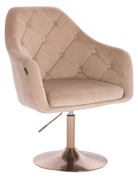 HR831N Scaun Catifea Latte cu Bază Aurie