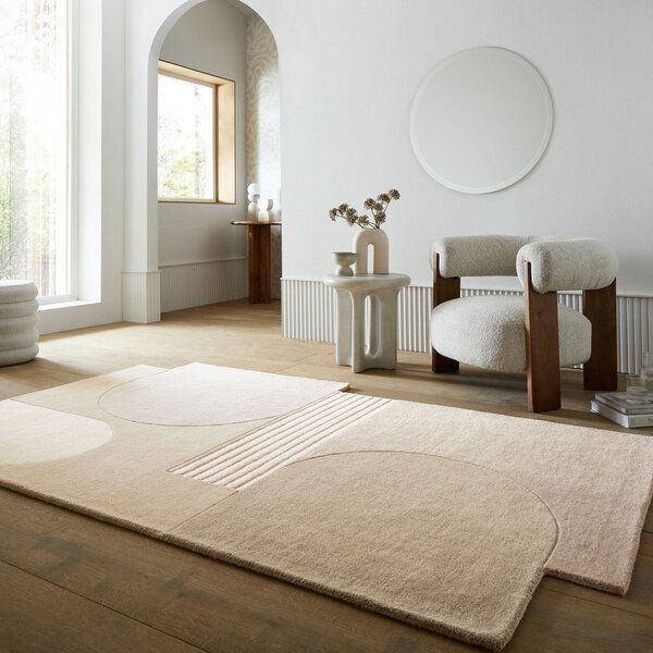 Covor în culoare naturală țesut manual din lână 120x180 cm Lozenge – Flair Rugs