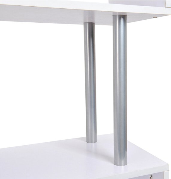 HOMCOM Bibliotecă Modernă cu 4 Rafturi, pentru Living sau Birou, 80x30x145 cm, Alb | Aosom Romania