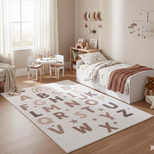 Covor pentru copii crem lavabil 120x170 cm Coco 1133 – Ayyildiz Carpets