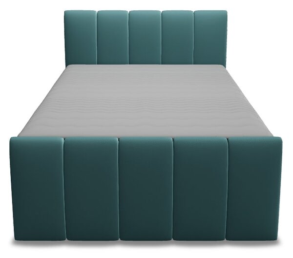 Pat boxspring FRESCO 140x200, stofa catifelata gri deschis - Royal Vel