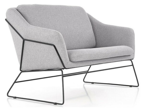 Canapea Houston 383, Numărul de locuri: 2, Gri deschis, 125x77x83cm, 42 kg, Tapiterie, Picioare: Metal