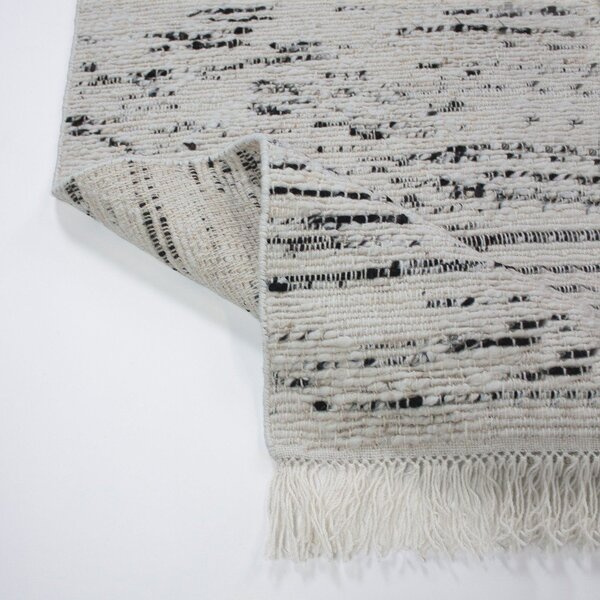 Covor gri/fildeș țesut manual din lână 140x200 cm Ellsa – Flair Rugs
