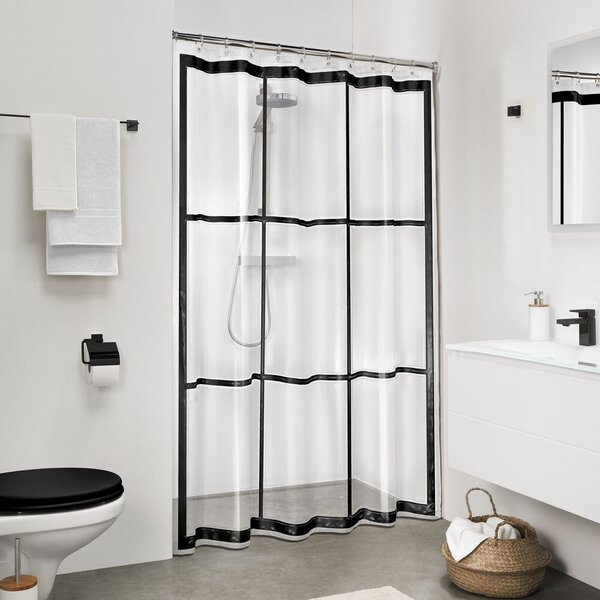 Sealskin Brix perdea de duș 200x180 cm transparent-negru 210961319