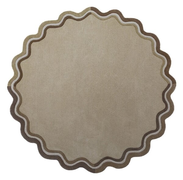 Covor în culoare naturală țesut manual rotund din lână ø 180 cm Leo Scallop – Flair Rugs