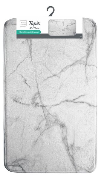Covoraș de baie alb/gri din material textil 45x75 cm Marbre – douceur d'intérieur