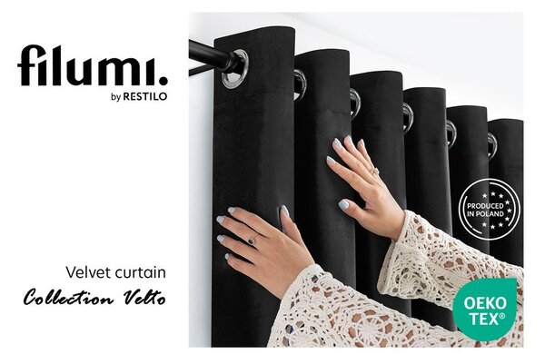 Draperie neagră dimout (semi-opacă) din catifea 400x225 cm Velto – Filumi
