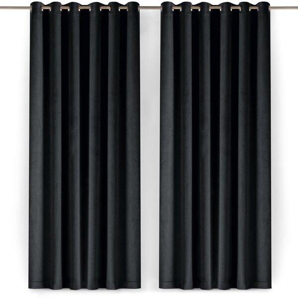 Draperie neagră dimout (semi-opacă) din catifea 400x225 cm Velto – Filumi