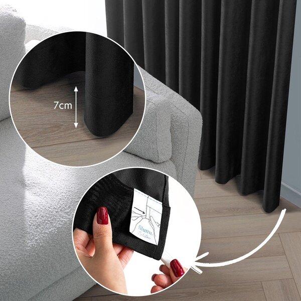 Draperie neagră dimout (semi-opacă) din catifea 200x250 cm Velto – Filumi