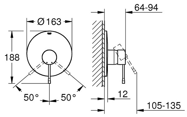 Grohe Essence baterie de duș ascuns Hard Graphite 19286A01