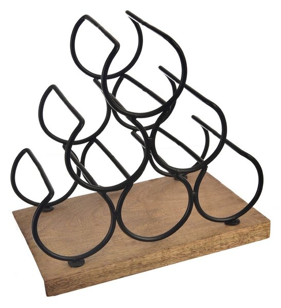 Suport pentru sticle de vin din lemn/din metal număr de sticle 6 Black – Orion