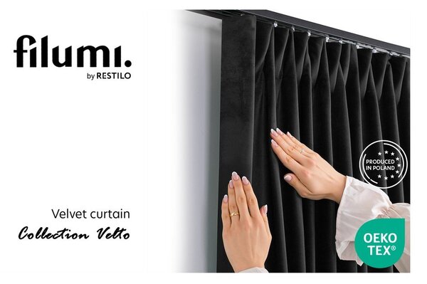 Draperie neagră dimout (semi-opacă) din catifea 200x250 cm Velto – Filumi