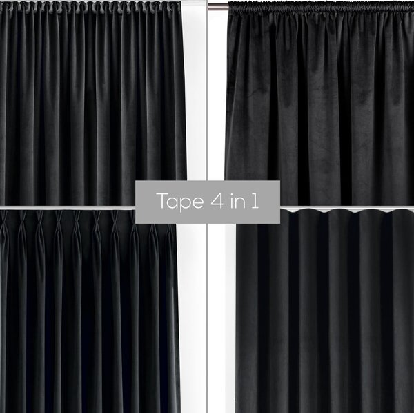 Draperie neagră dimout (semi-opacă) din catifea 200x250 cm Velto – Filumi