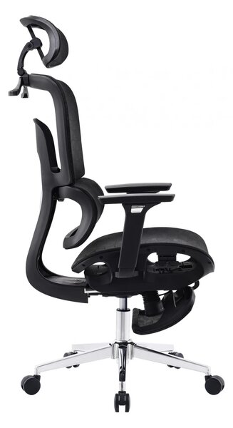 LUCKY-V5 Scaun ergonomic, Full Mesh, Sezut Translatie, suport umeras, suport picioare, Negru
