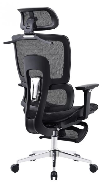 LUCKY-V5 Scaun ergonomic, Full Mesh, Sezut Translatie, suport umeras, suport picioare, Negru