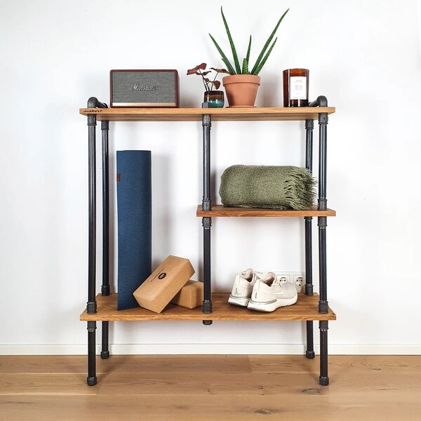 Consola in stil industrial, Belfast, 90x106x30 cm, nuc/ negru