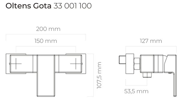 Oltens Gota baterie de duș perete crom 33001100