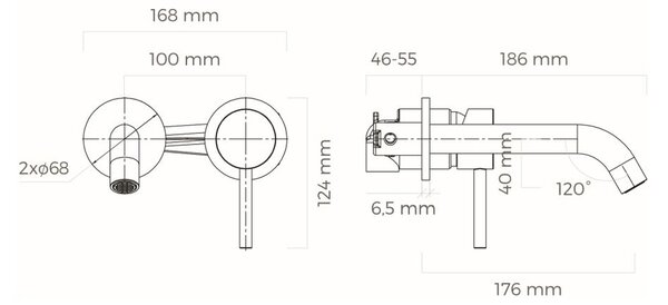 Oltens Molle baterie lavoar ascuns grafit 32600400