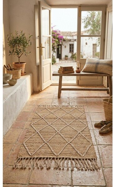 Covor în culoare naturală țesut manual din iută 60x90 cm Shaila – Yes Everyday