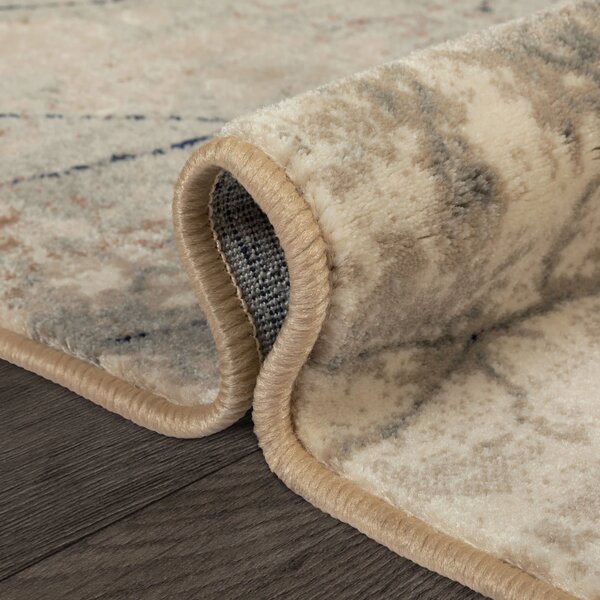 Traversa Hol Model Anny 33001 160, Festonata la capete, Latimea 95 cm, Crem Maro 95 x 200