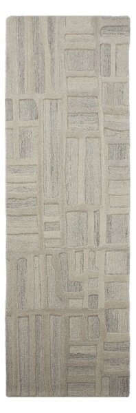 Covor tip traversă grej țesut manual din lână 80x300 cm Elva – Flair Rugs