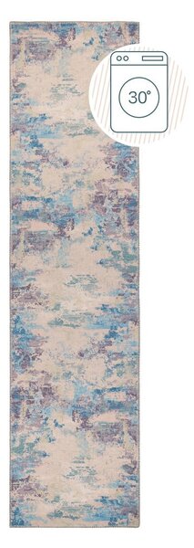 Covor tip traversă albastru/mov lavabil din amestec de fibre reciclate 60x230 cm Reid – Flair Rugs