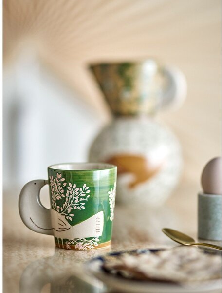 Cană verde pentru cappuccino din ceramică 260 ml Hezha – Bloomingville