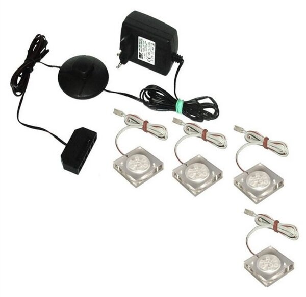 Iluminare LED cu 4 spoturi pentru rafturi