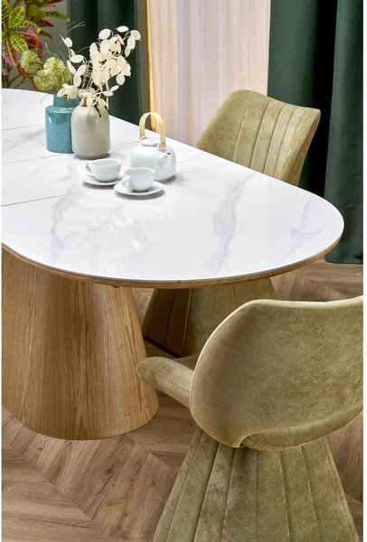 Scaun rotativ K613, stofa clasica verde olive, 53x60x87 cm