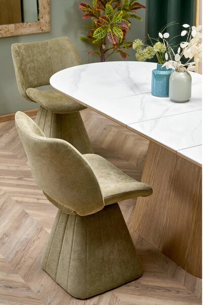 Scaun rotativ K613, stofa clasica verde olive, 53x60x87 cm