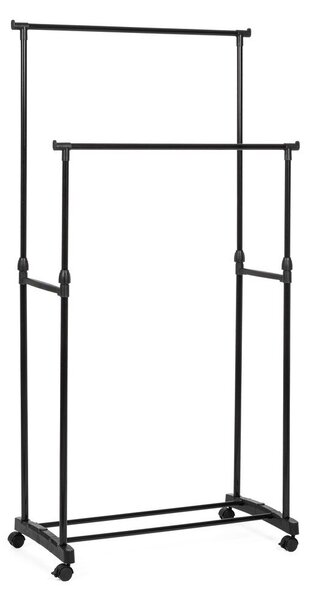 Suport pentru haine negru cu roți din metal 80x160x42 cm Roald – Yes Everyday