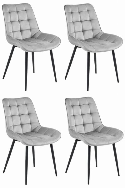 Set 4 Scaune Bucatarie/Dining Joy Gri Deschis Catifea