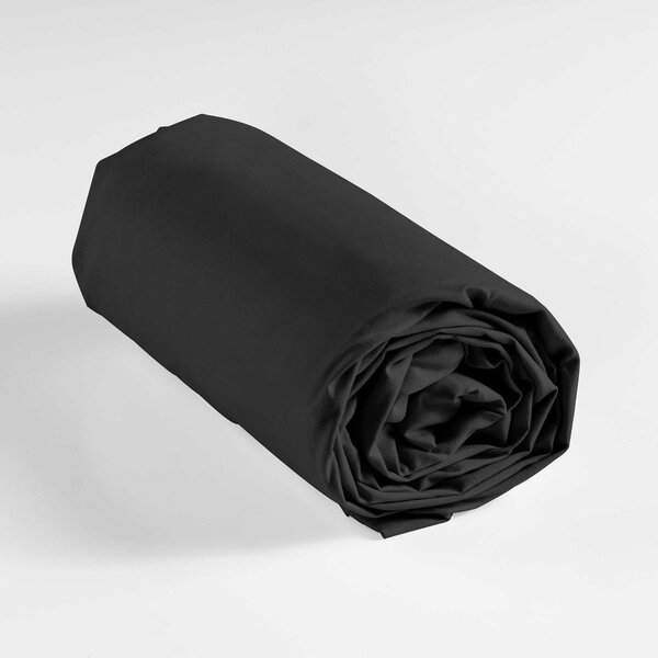 Cearceaf negru din bumbac cu elastic 160x200 cm Lina – douceur d'intérieur