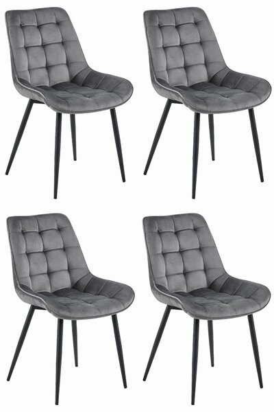 Set 4 Scaune Bucatarie/Dining Joy Gri Inchis Catifea