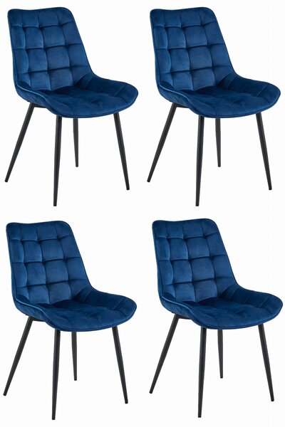 Set 4 Scaune Bucatarie/Dining Joy Albastre Catifea