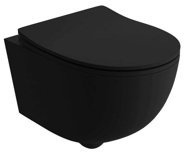 LaVita Brava vas wc cu capac soft-close agăţat fără margine negru mat 5900378335191