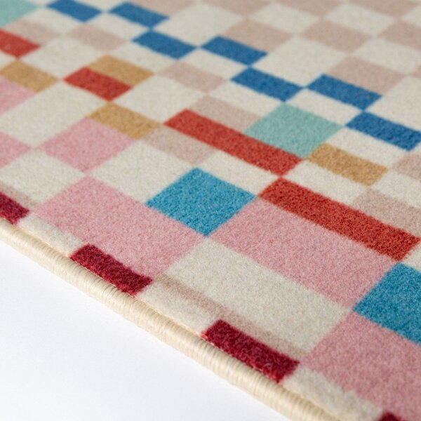 Covor tip traversă din amestesc de lână 80x300 cm Checkered Border – Flair Rugs