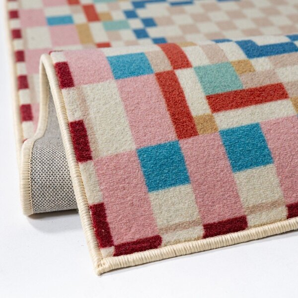 Covor tip traversă din amestesc de lână 80x300 cm Checkered Border – Flair Rugs