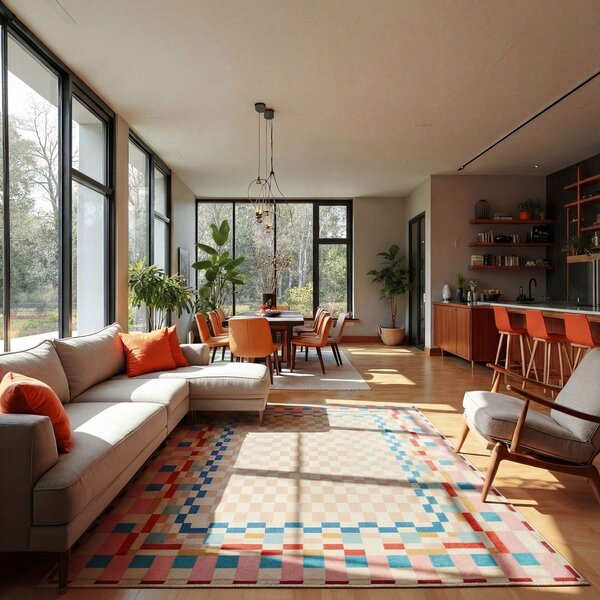 Covor din amestesc de lână 140x200 cm Checkered Border – Flair Rugs