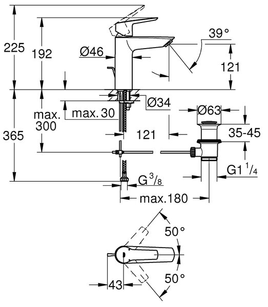 Grohe Start baterie lavoar stativ negru 234552432